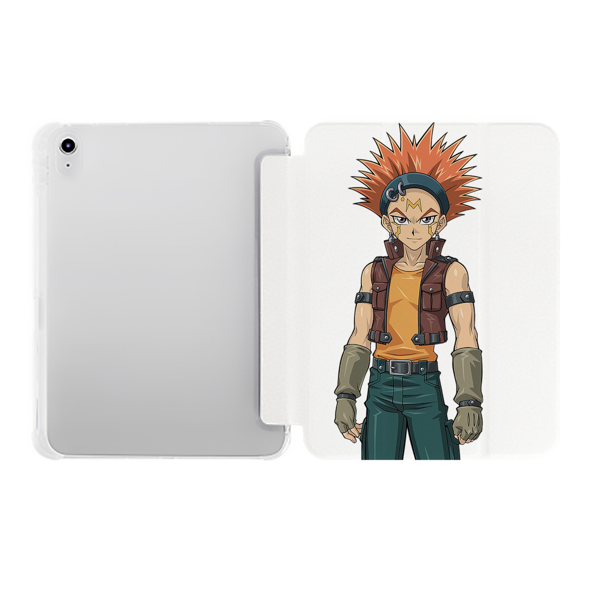 （画像用） 遊☆戯☆王 Yu-Gi-Oh! IPad ケース ペン収納付き 三つ折りスタンド PUレザー×シリコン 対応機種9.5/10.5/10.9インチ